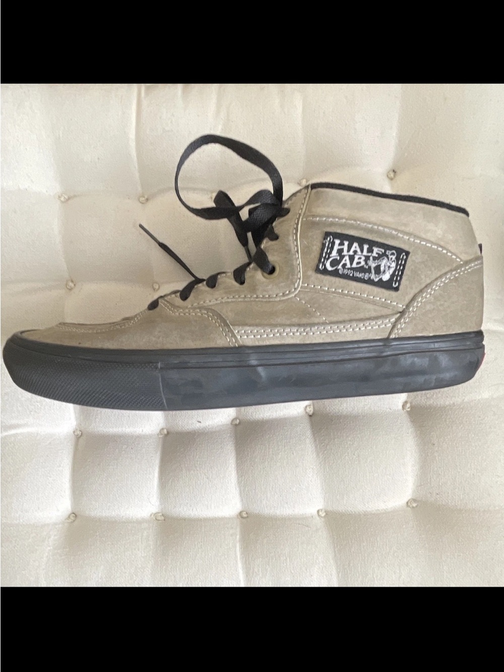 Vans Half Cab Mid-Top Suede Sneakers in Taupe with Black Sole - Picture 7 of 10